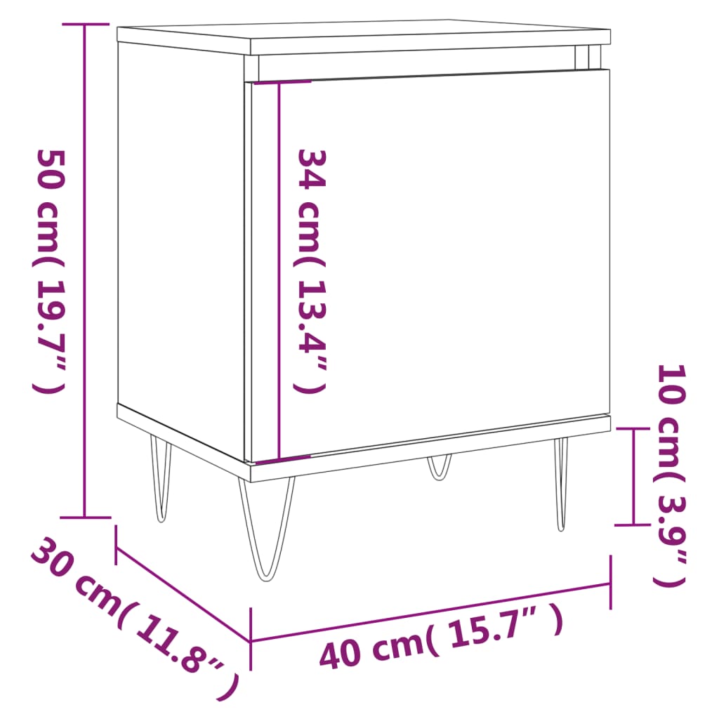 Tables de chevet 2 pcs 40x30x50 cm bois fini