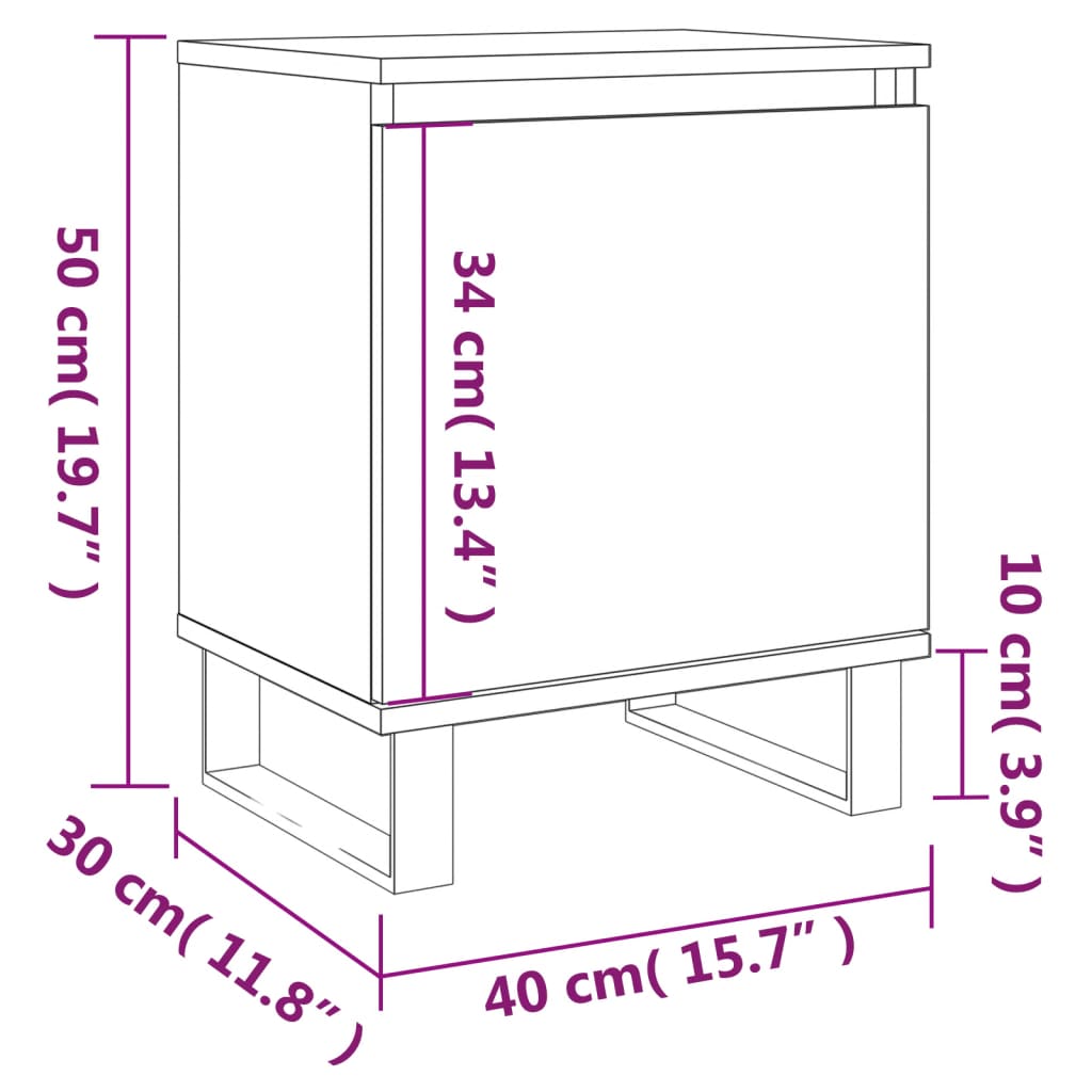 Nachtkastjes 2 st 40x30x50 cm bewerkt hout