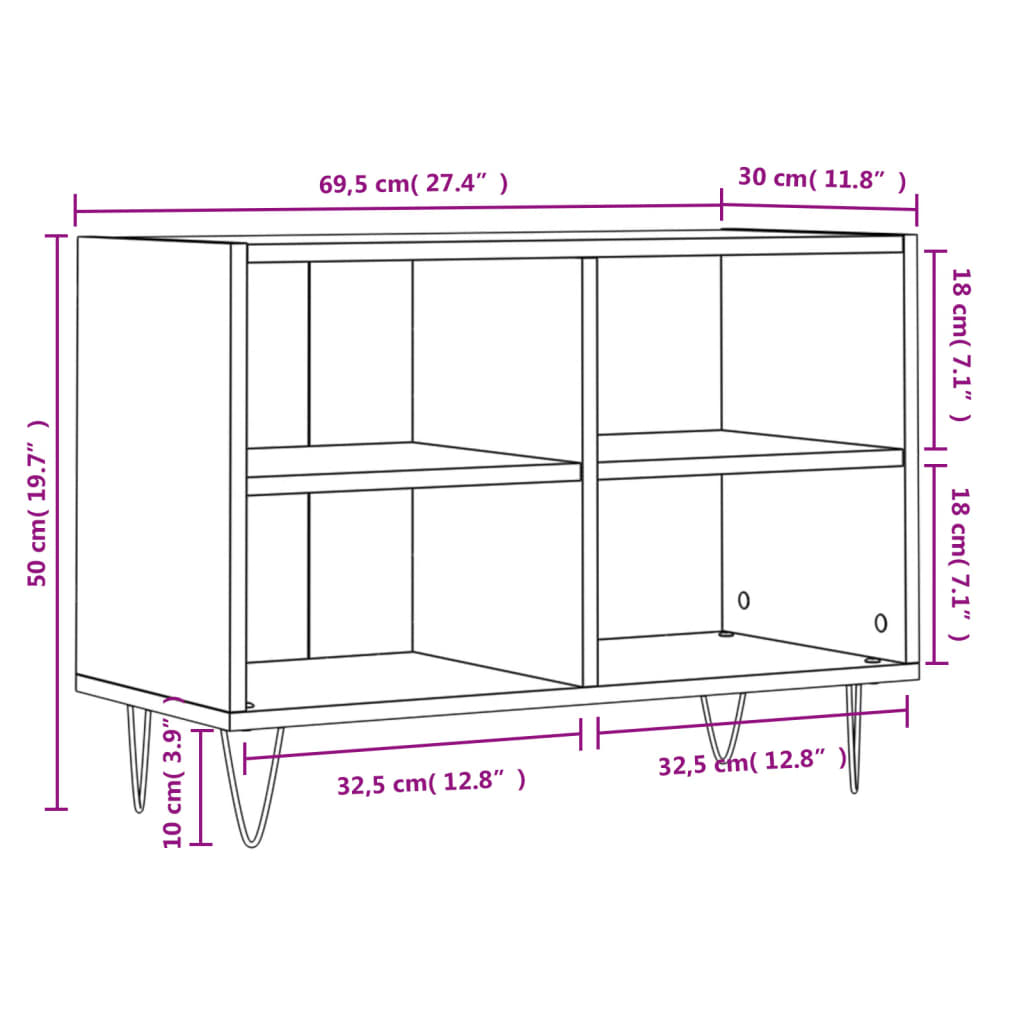 Tv-meubel 69,5x30x50 cm bewerkt hout eikenkleurig