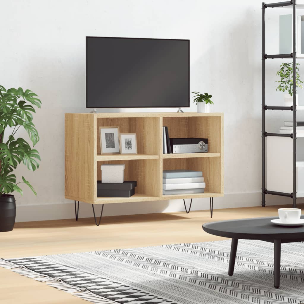 Tv-meubel 69,5x30x50 cm bewerkt hout eikenkleurig