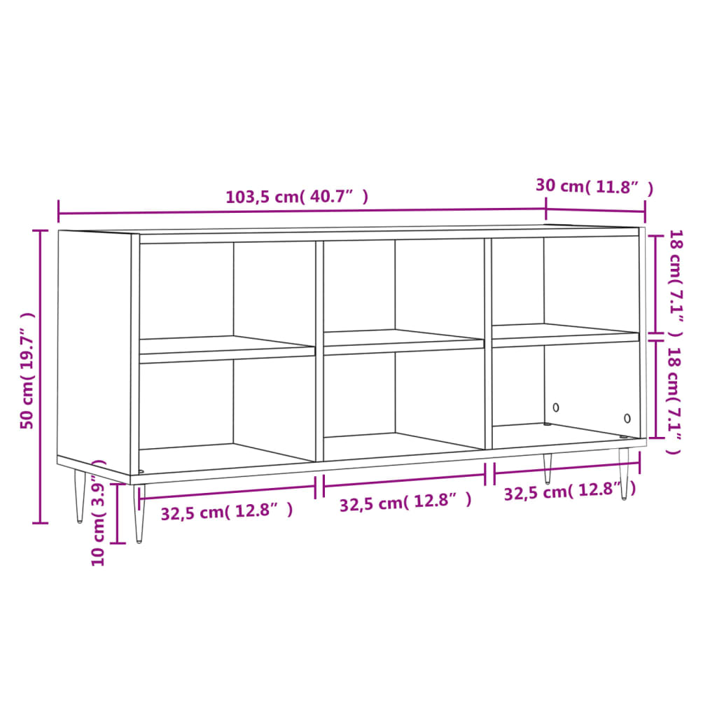 Tv-meubel 103,5x30x50 cm bewerkt hout bruin eikenkleur