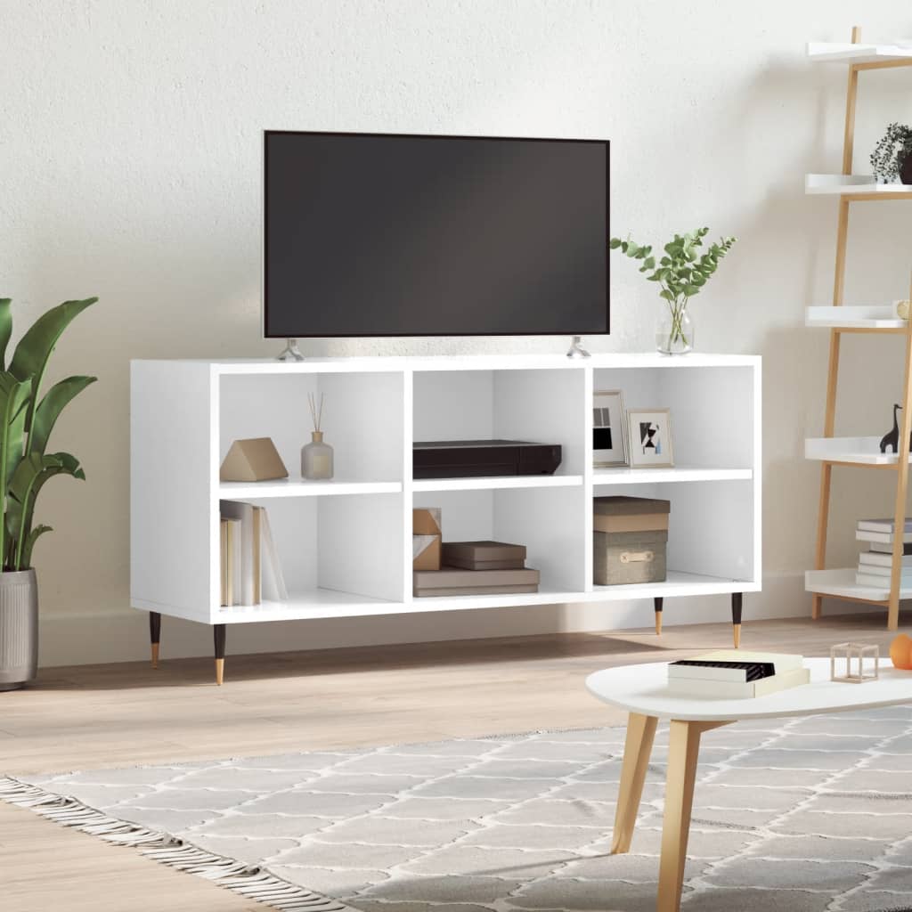 Meuble TV 103,5x30x50 cm en bois travaillé