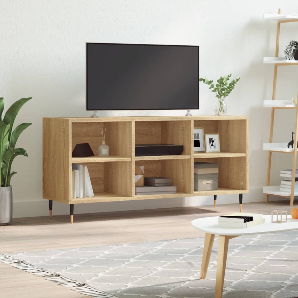 Meuble TV 103,5x30x50 cm en bois travaillé