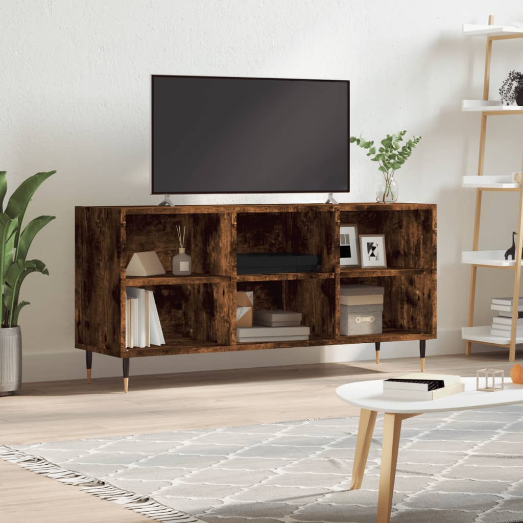 Meuble TV 103,5x30x50 cm en bois travaillé