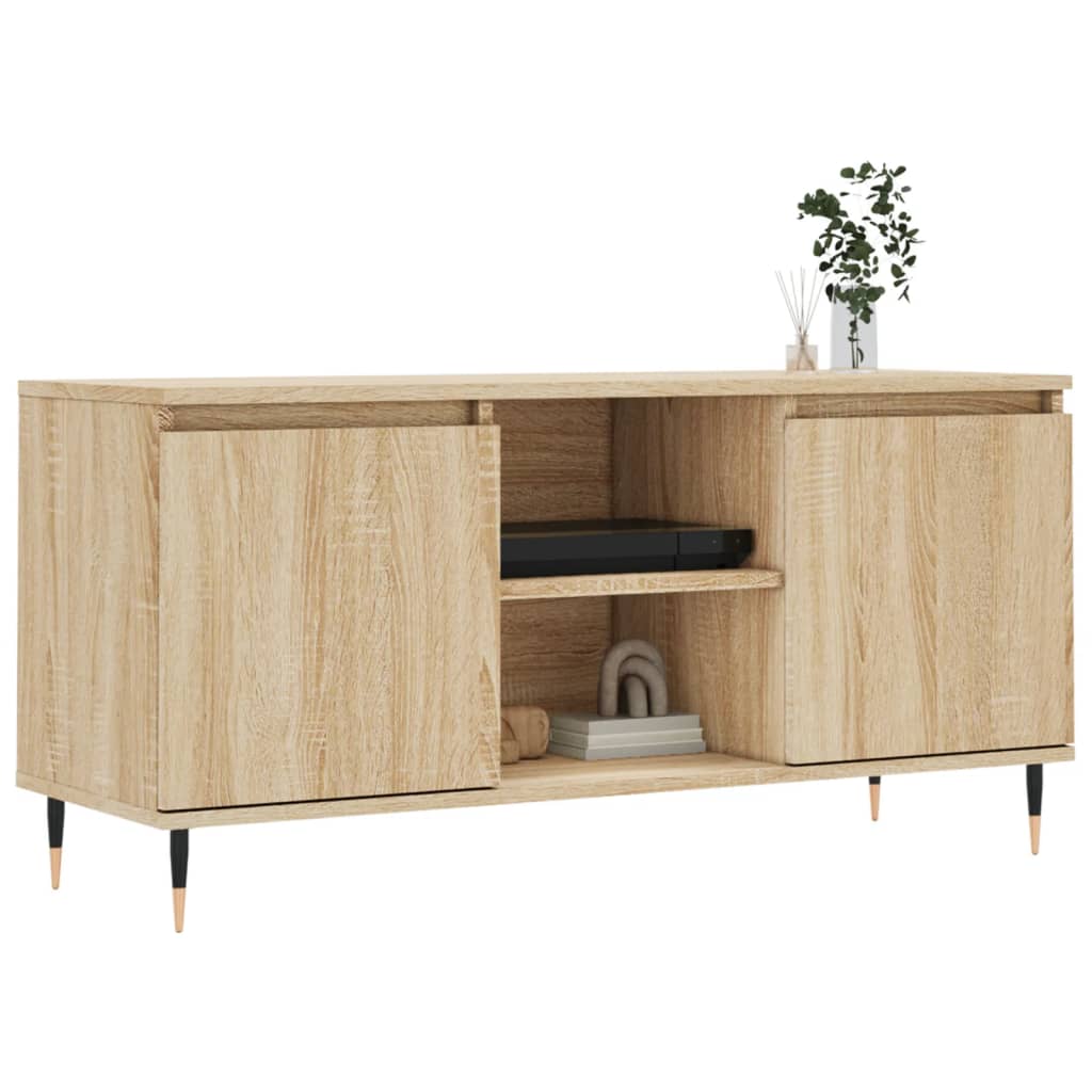 Tv-meubel 104x35x50 cm bewerkt hout bruin eikenkleur