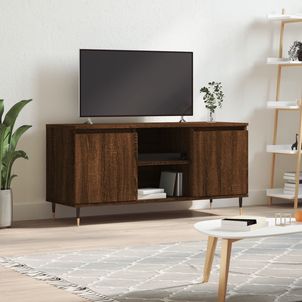 Tv-meubel 104x35x50 cm bewerkt hout bruin eikenkleur