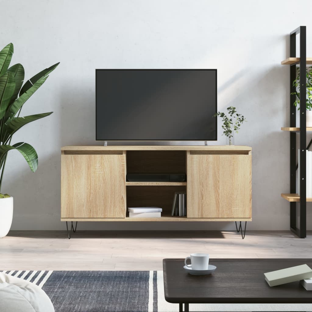 Tv-meubel 104x35x50 cm bewerkt hout eikenkleurig