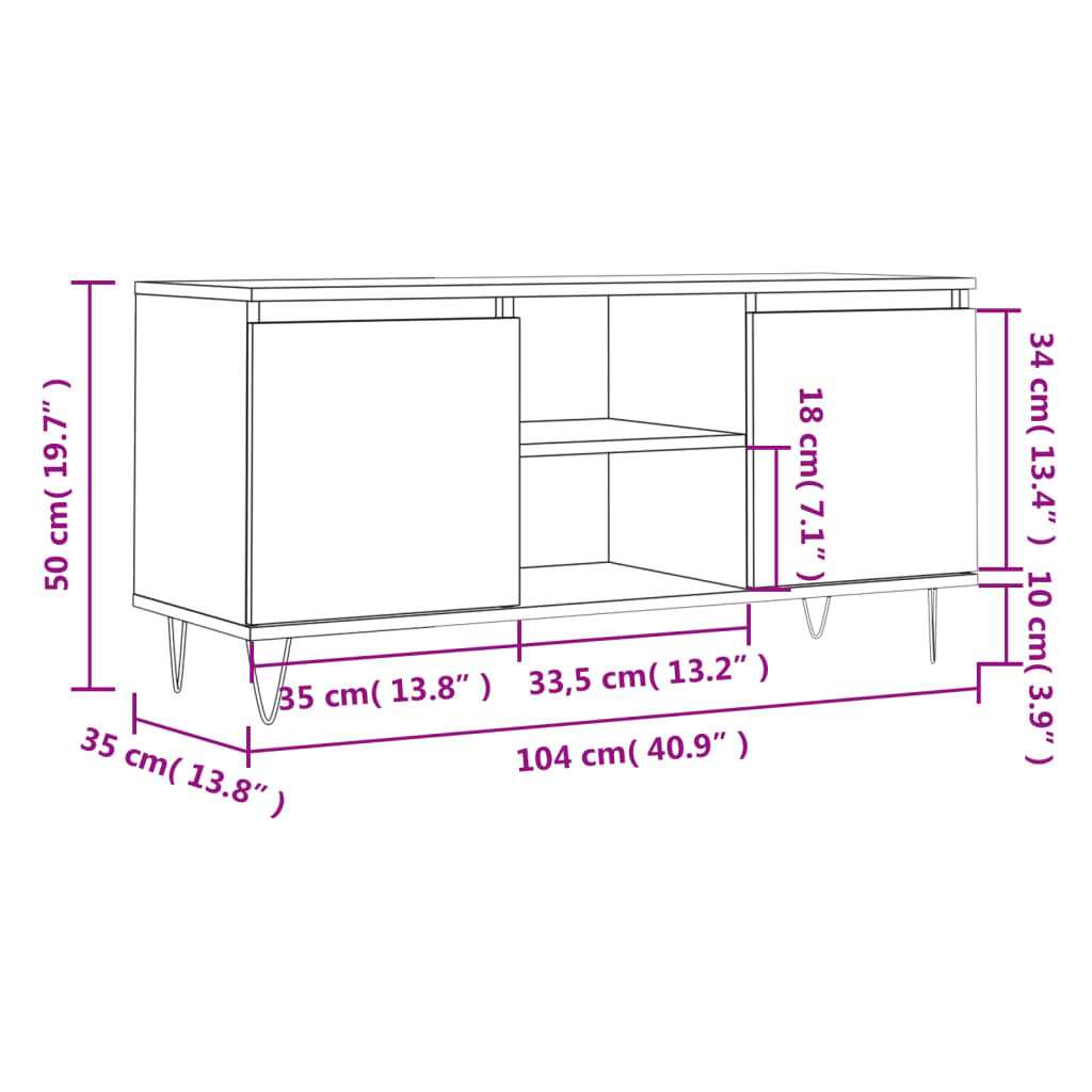 Tv-meubel 104x35x50 cm bewerkt hout eikenkleurig