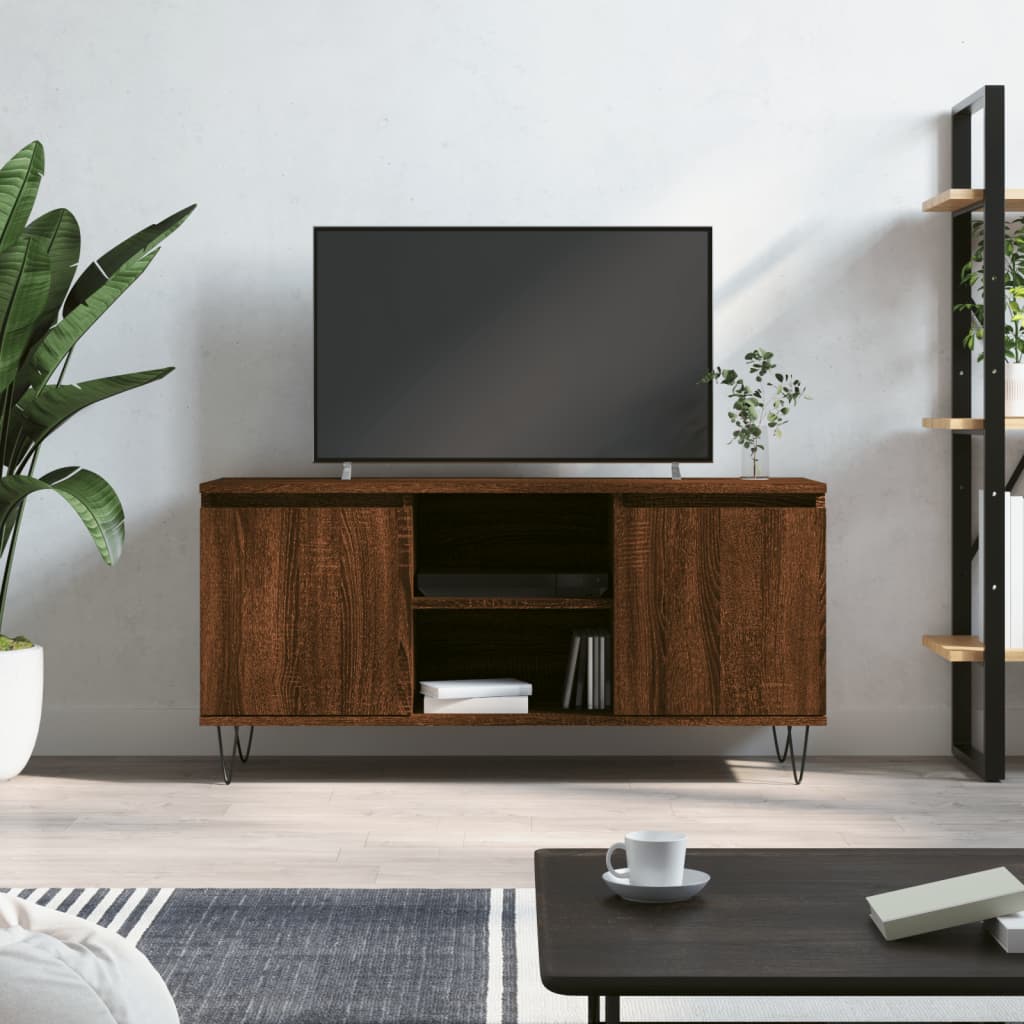 Tv-meubel 104x35x50 cm bewerkt hout eikenkleurig