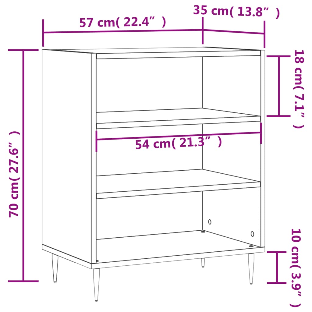 Dressoir 57x35x70 cm bewerkt hout bruin eikenkleur