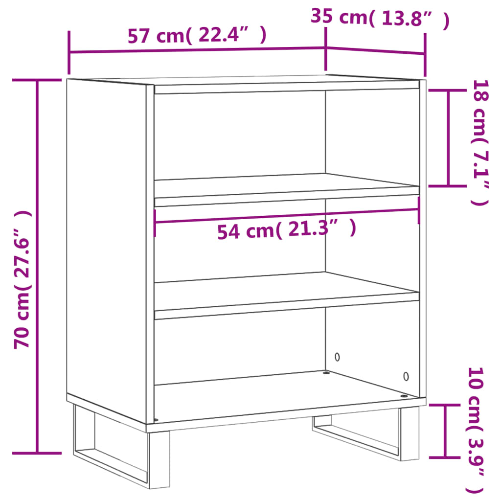 Dressoir 57x35x70 cm bewerkt hout