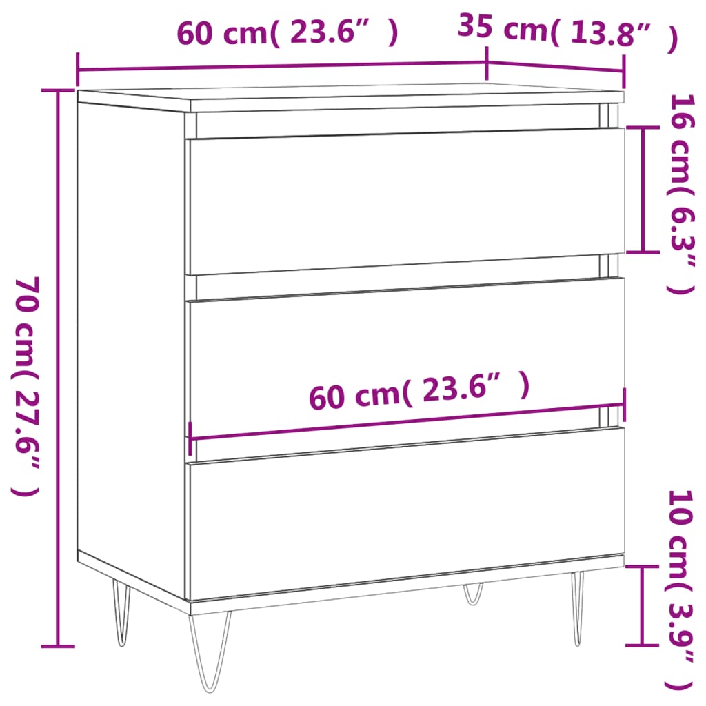 Dressoir 60x30x75 cm bewerkt hout eikenkleurig