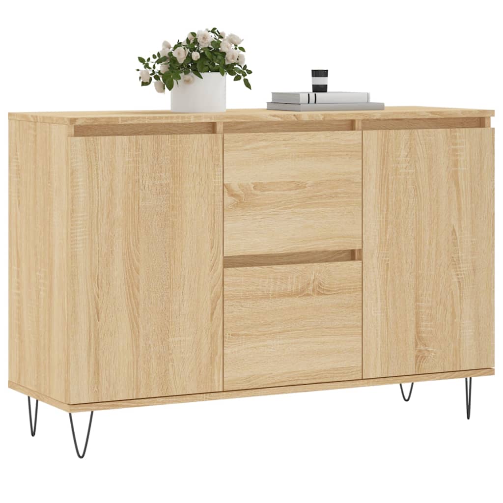 Dressoir 104x35x70 cm bewerkt hout eikenkleurig