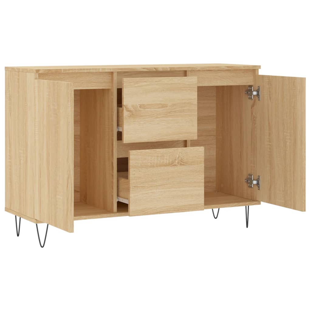 Dressoir 104x35x70 cm bewerkt hout eikenkleurig