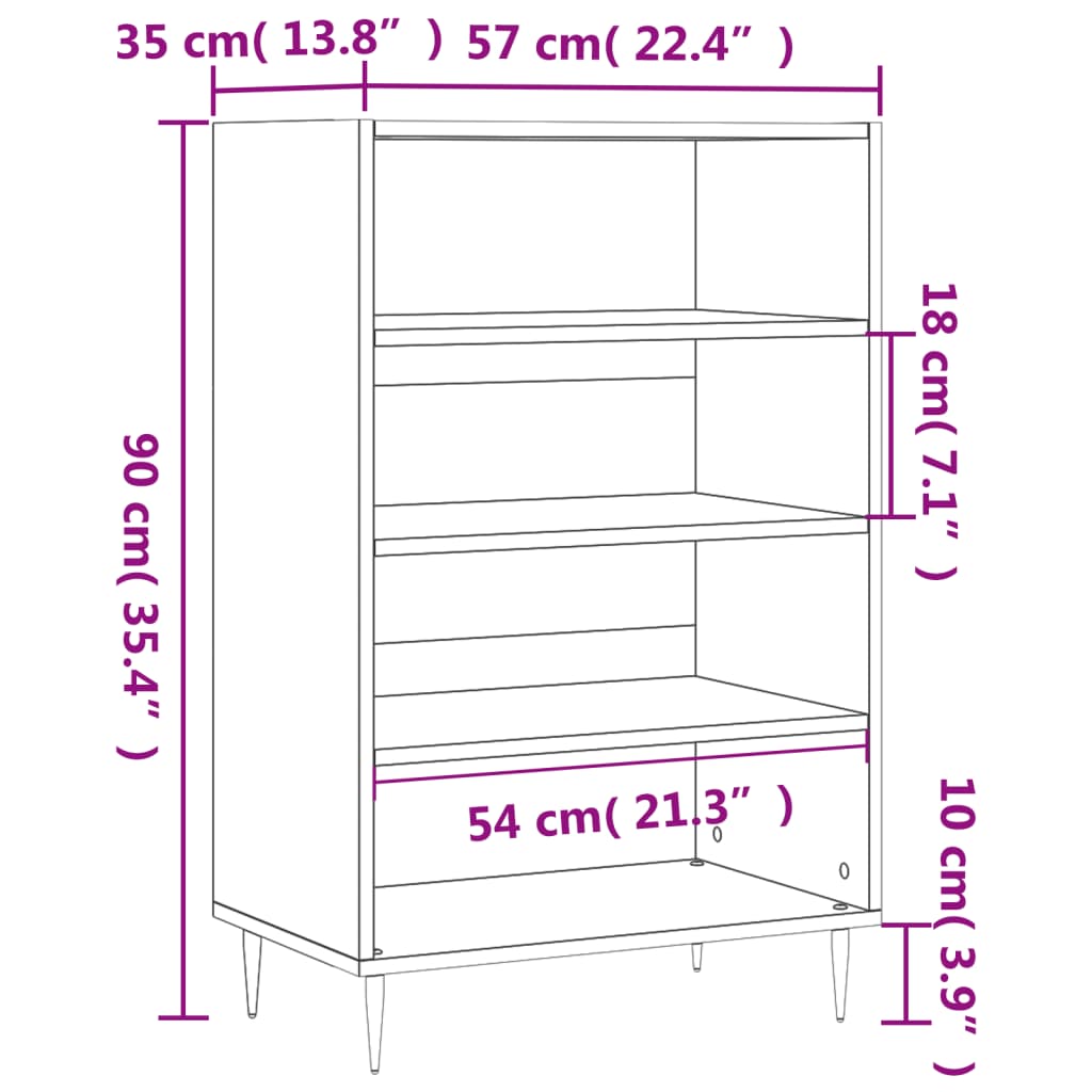 Armoire haute 57x35x90 cm en dérivé du bois, couleur chêne