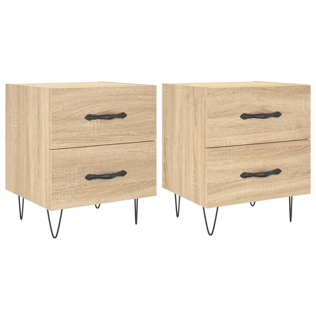 Tables de chevet 2 pcs 40x35x47,5 cm bois fini couleur chêne