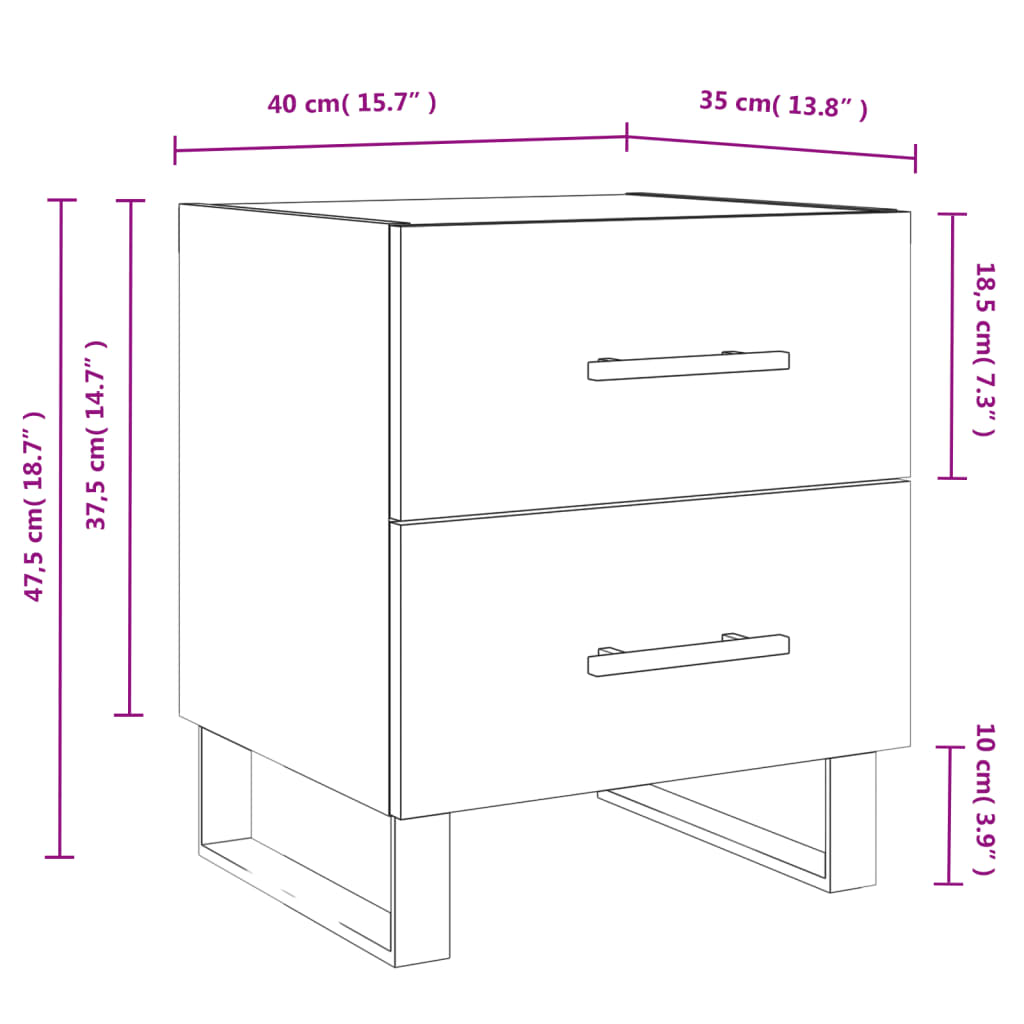 Table de chevet 40x35x47,5 cm en bois travaillé