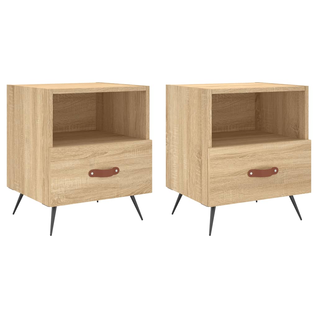 Nachtkastjes 2 st 40x35x47,5 cm bewerkt hout bruin eikenkleur