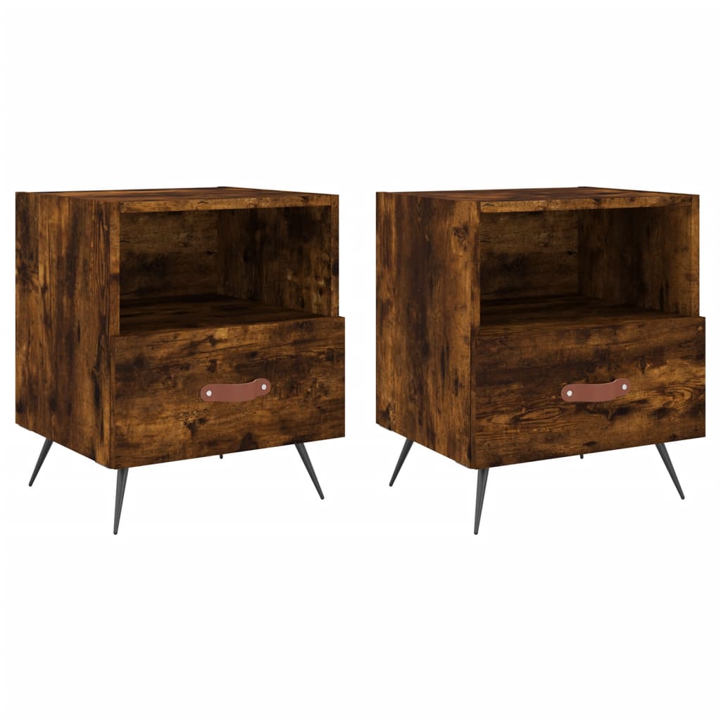 Tables de chevet 2 pcs 40x35x47,5 cm bois fini couleur chêne marron