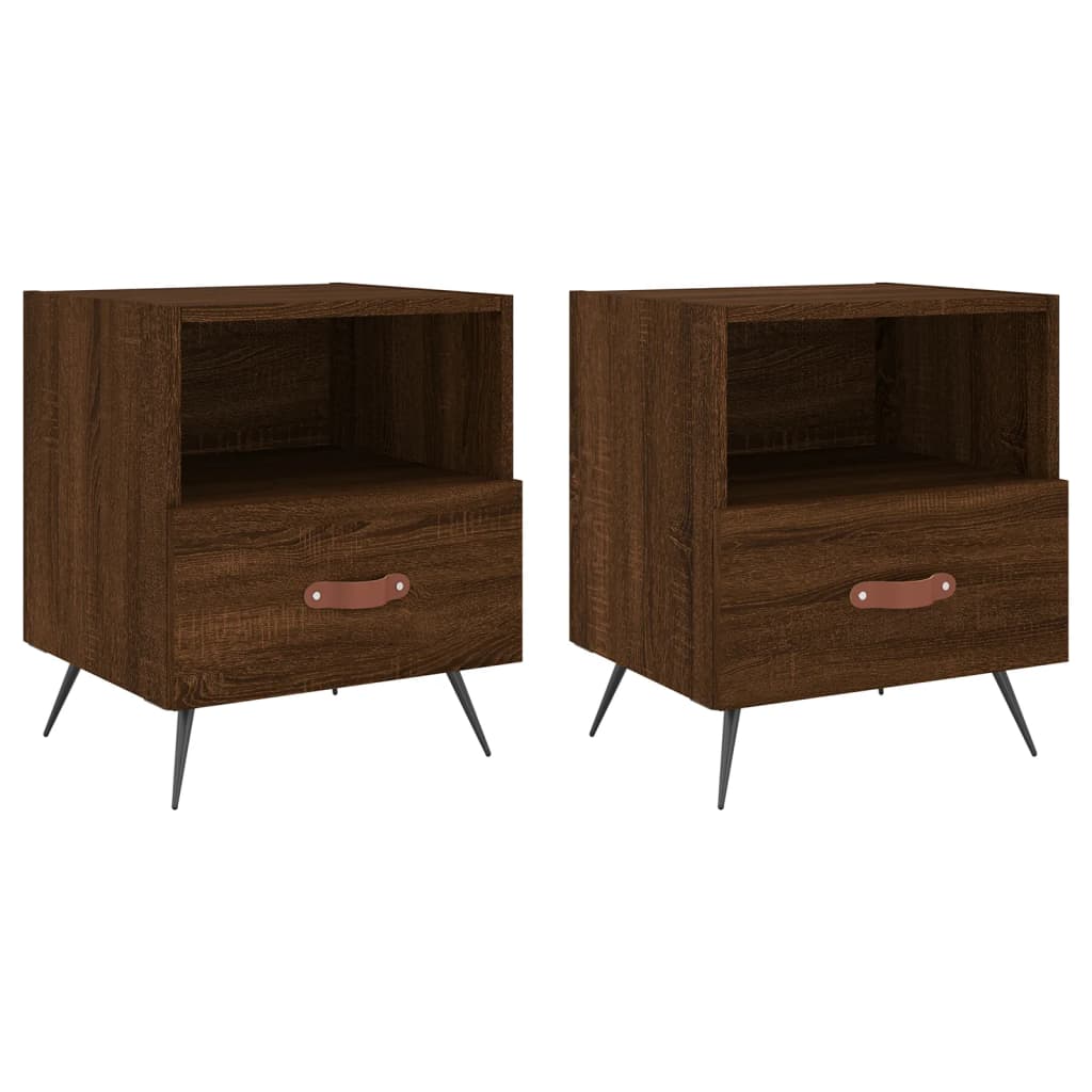 Tables de chevet 2 pcs 40x35x47,5 cm bois fini couleur chêne marron