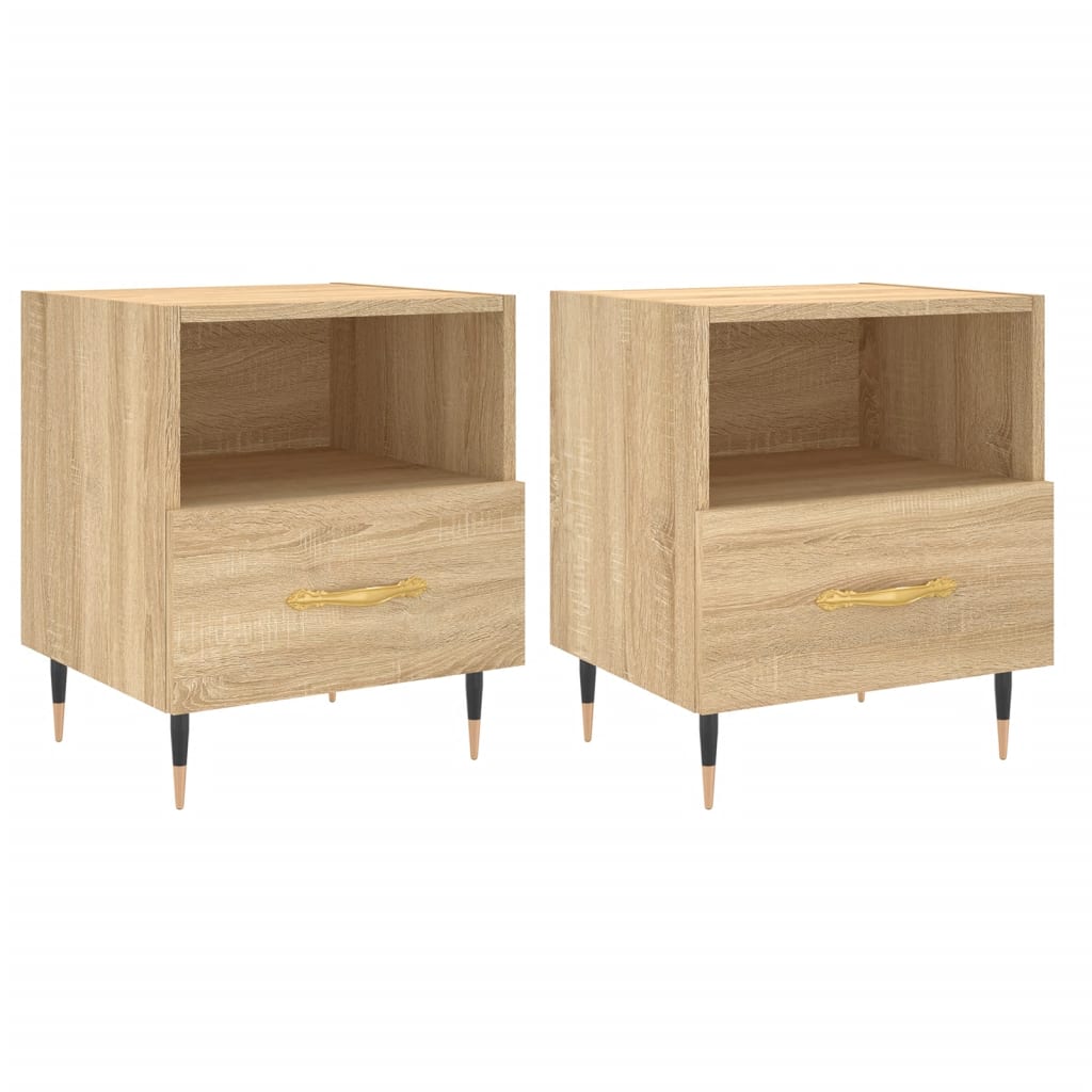 Tables de chevet 2 pcs 40x35x47,5 cm bois fini