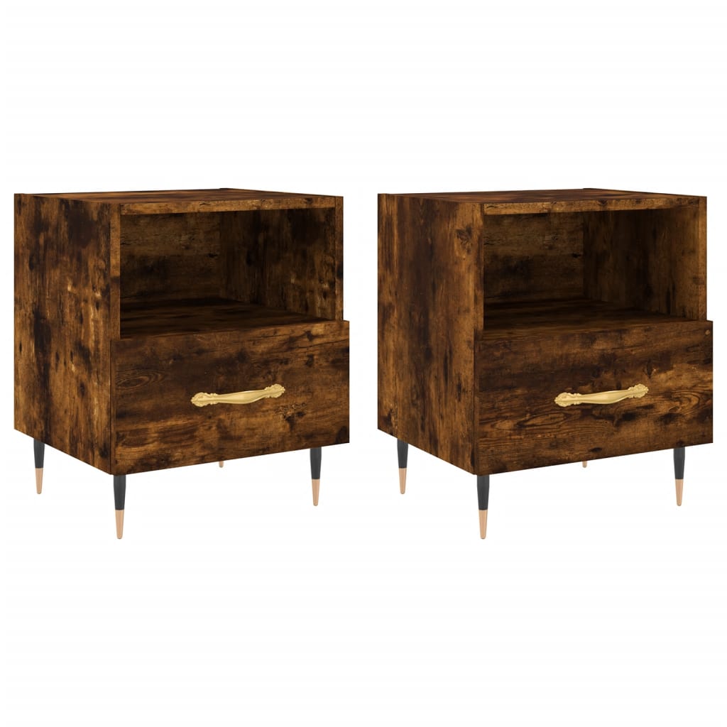 Tables de chevet 2 pcs 40x35x47,5 cm bois fini