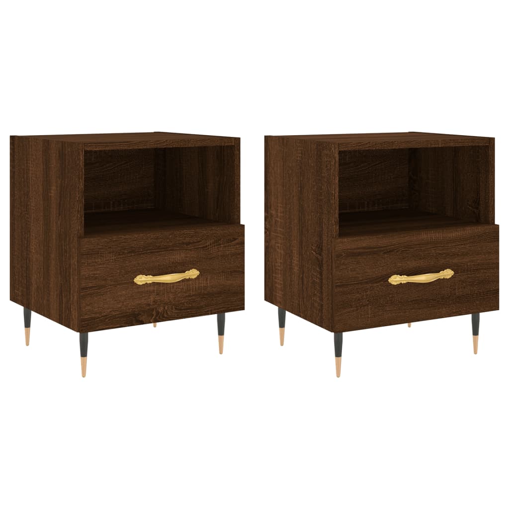 Tables de chevet 2 pcs 40x35x47,5 cm bois fini