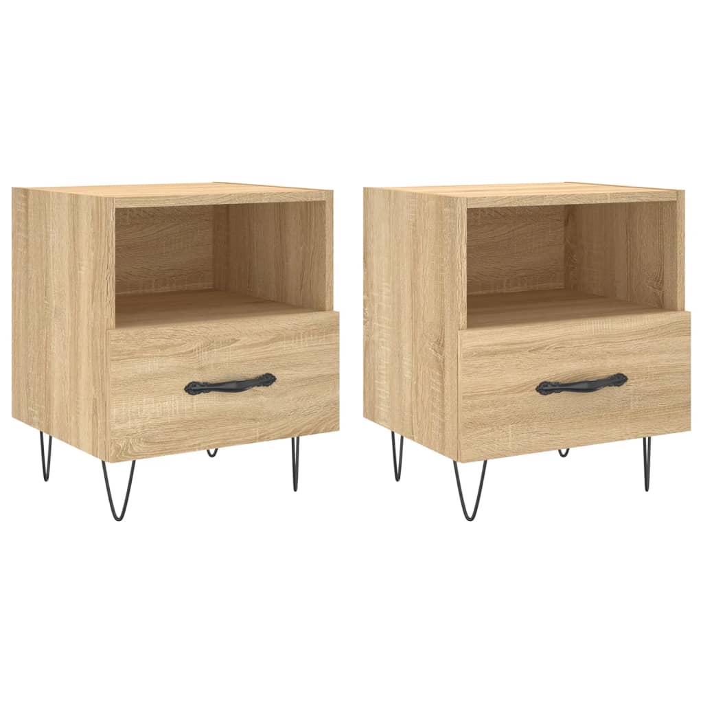 Tables de chevet 2 pcs 40x35x47,5 cm bois fini couleur chêne marron