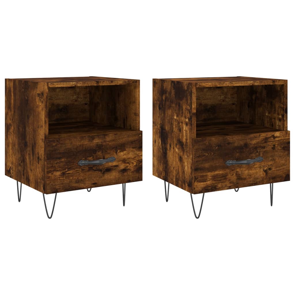 Tables de chevet 2 pcs 40x35x47,5 cm bois fini couleur chêne marron