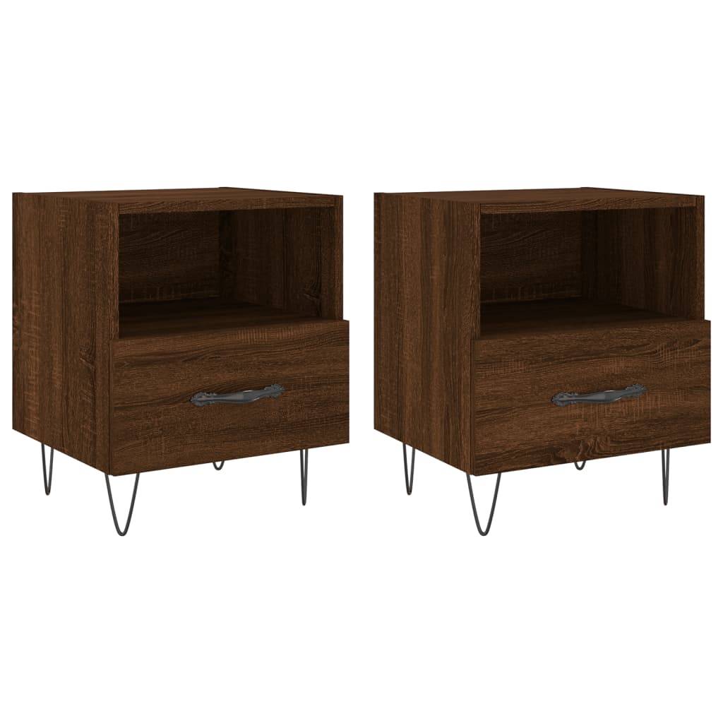 Tables de chevet 2 pcs 40x35x47,5 cm bois fini couleur chêne marron