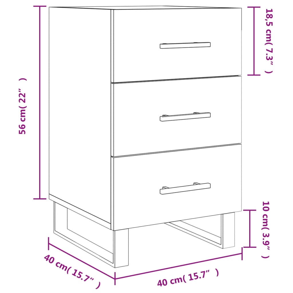 Table de chevet 40x40x66 cm en bois travaillé