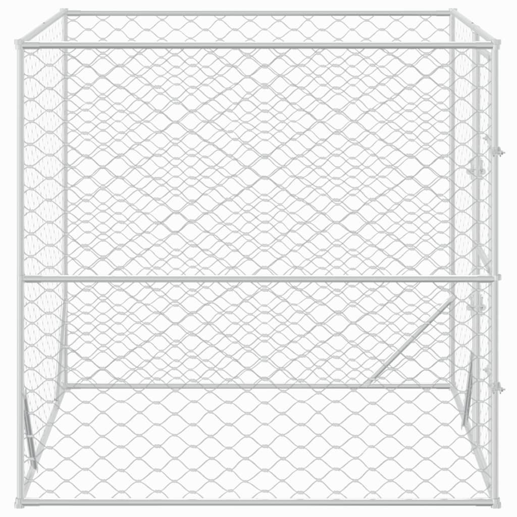 Hondenkennel voor buiten 4x16x2 m gegalvaniseerd staal zilver