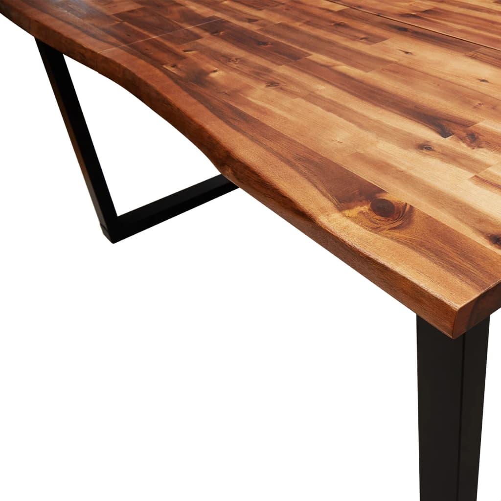 Table à manger avec bord naturel 180x90x75 cm bois d'acacia massif