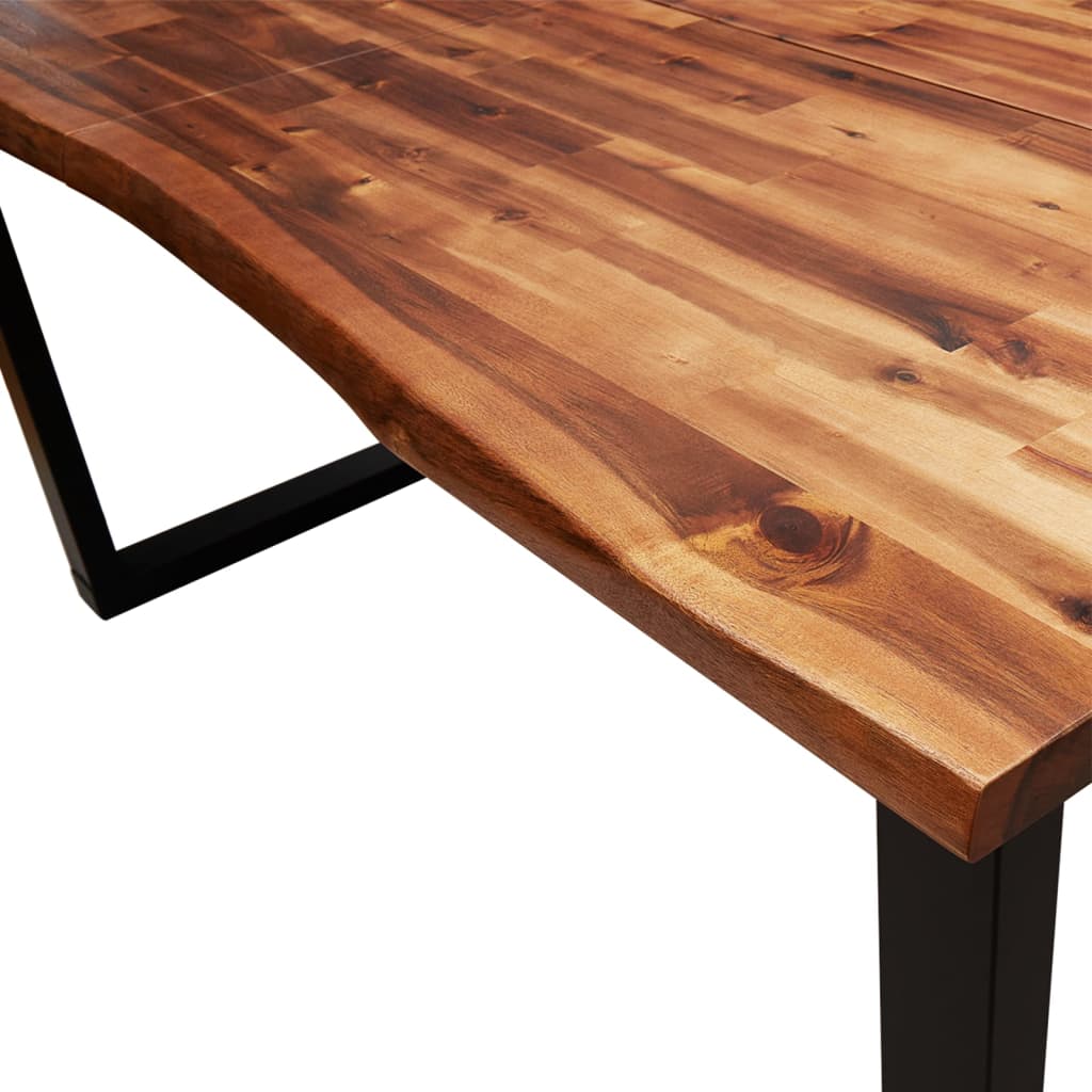 Table à manger avec bord naturel 180x90x75 cm bois d'acacia massif