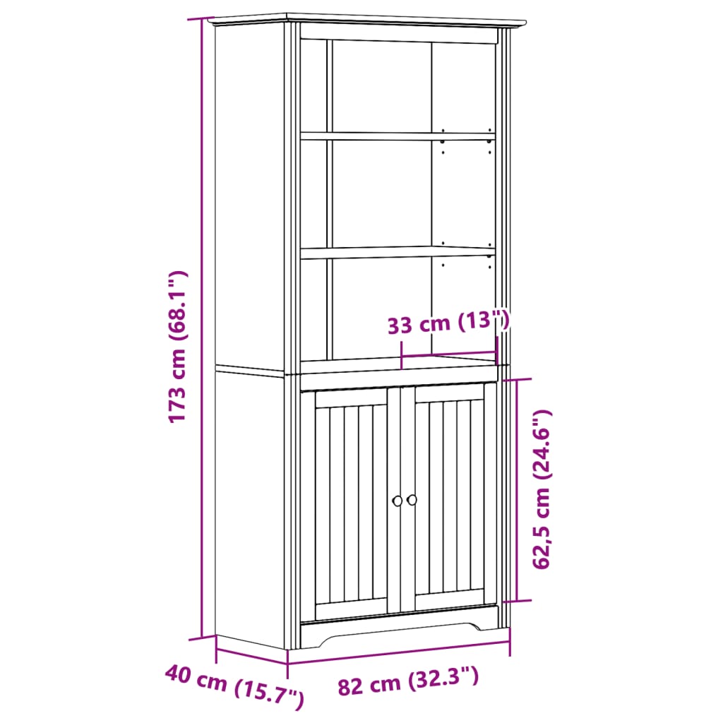 Boekenkast BODO 82x40x173 cm massief grenenhout