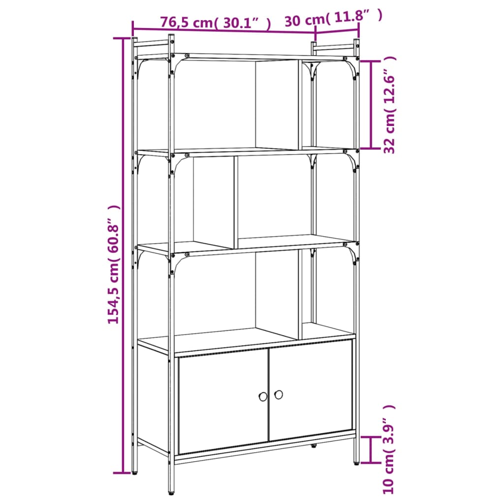 Boekenkast met deur 44,5x30x154,5 cm bewerkt hout