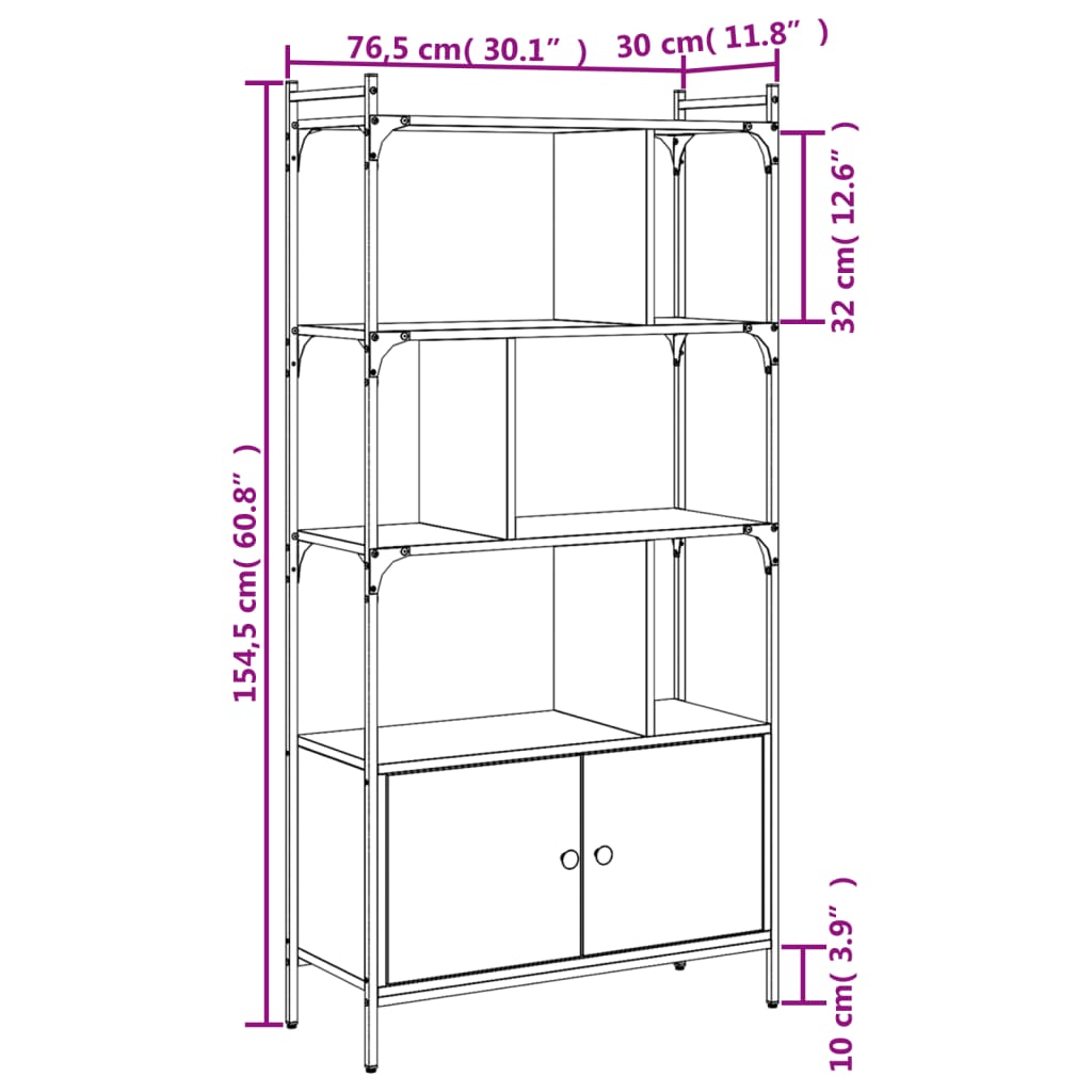 Boekenkast met deur 44,5x30x154,5 cm bewerkt hout