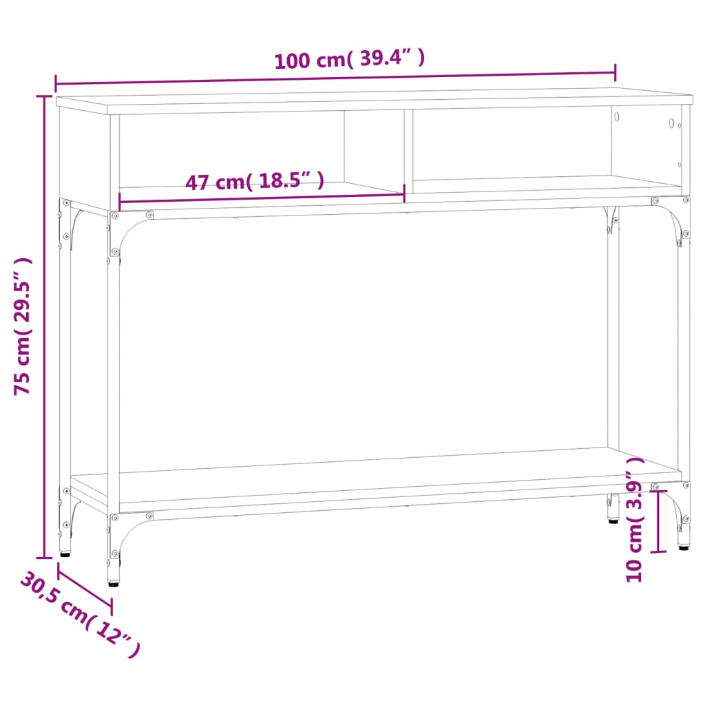 Wandtafel 100x30,5x75 cm bewerkt hout