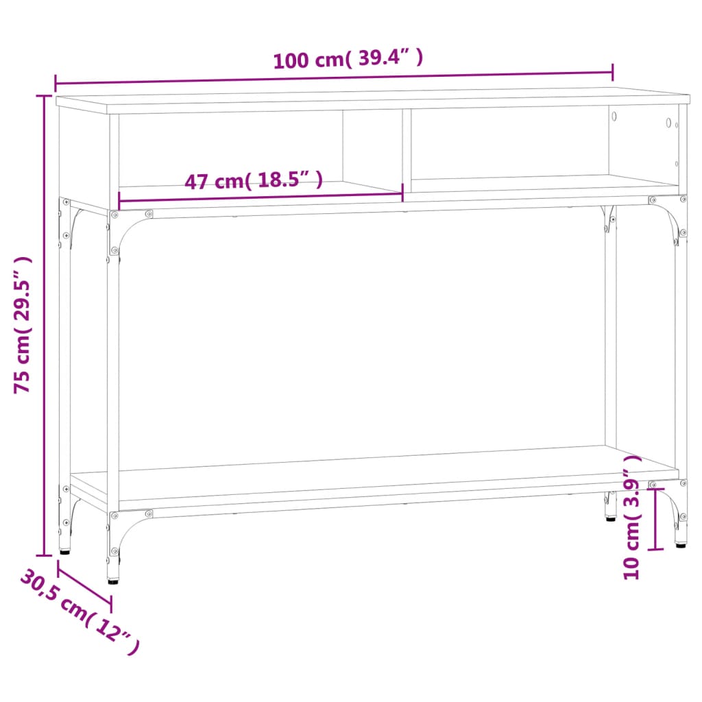 Wandtafel 100x30,5x75 cm bewerkt hout