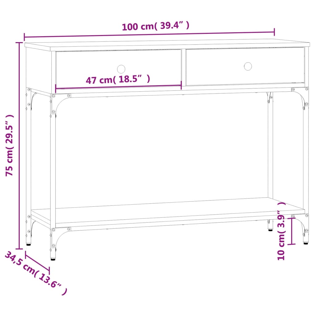 Wandtafel 100x34,5x75 cm bewerkt hout eikenkleurig