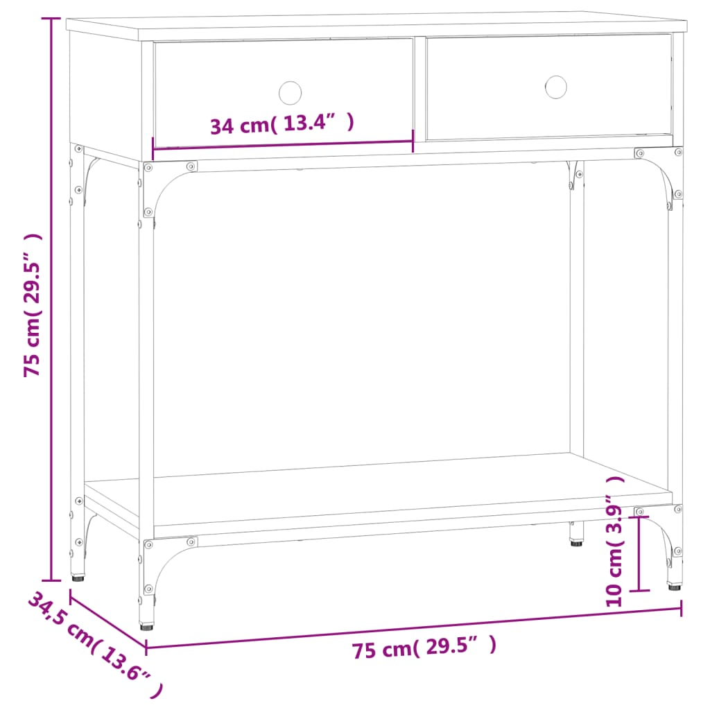 Wandtafel 100x34,5x75 cm bewerkt hout eikenkleurig