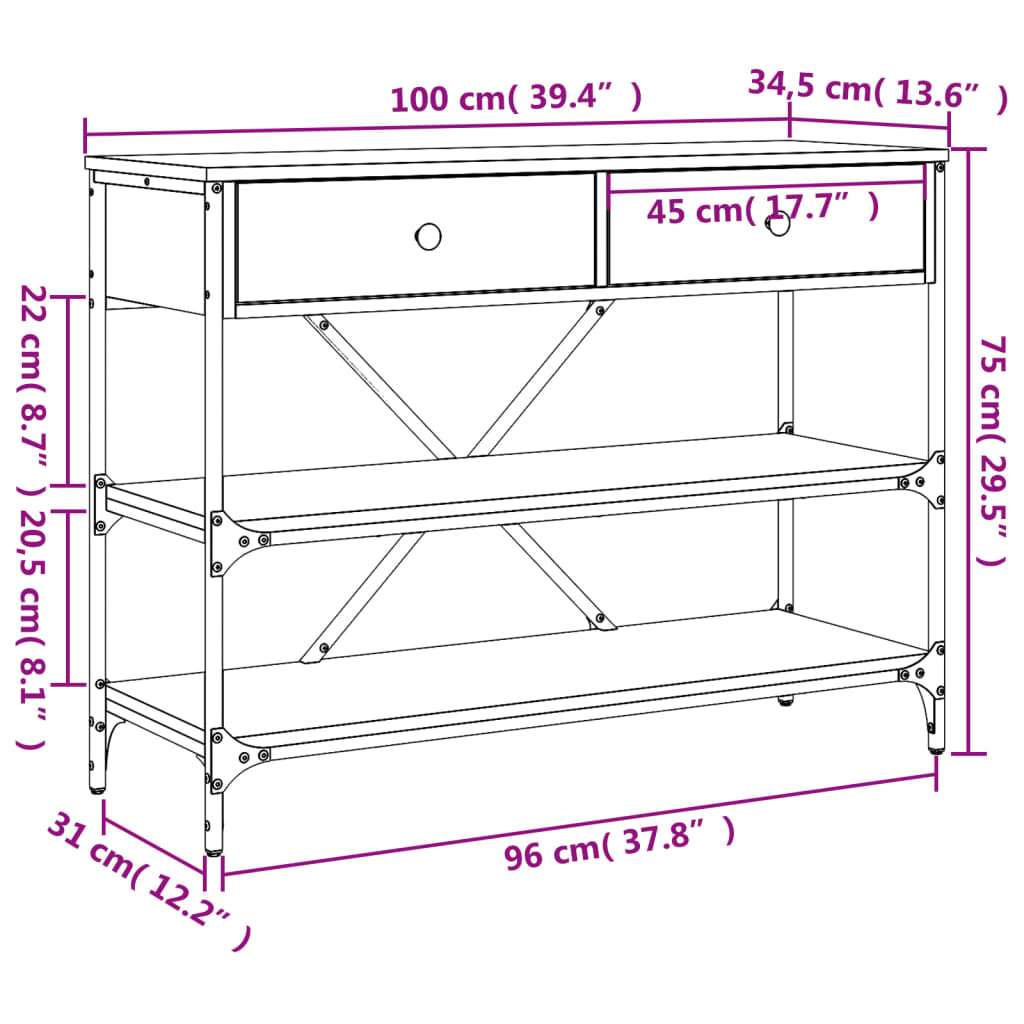 Wandtafel 75x34,5x75 cm bewerkt hout eikenkleurig