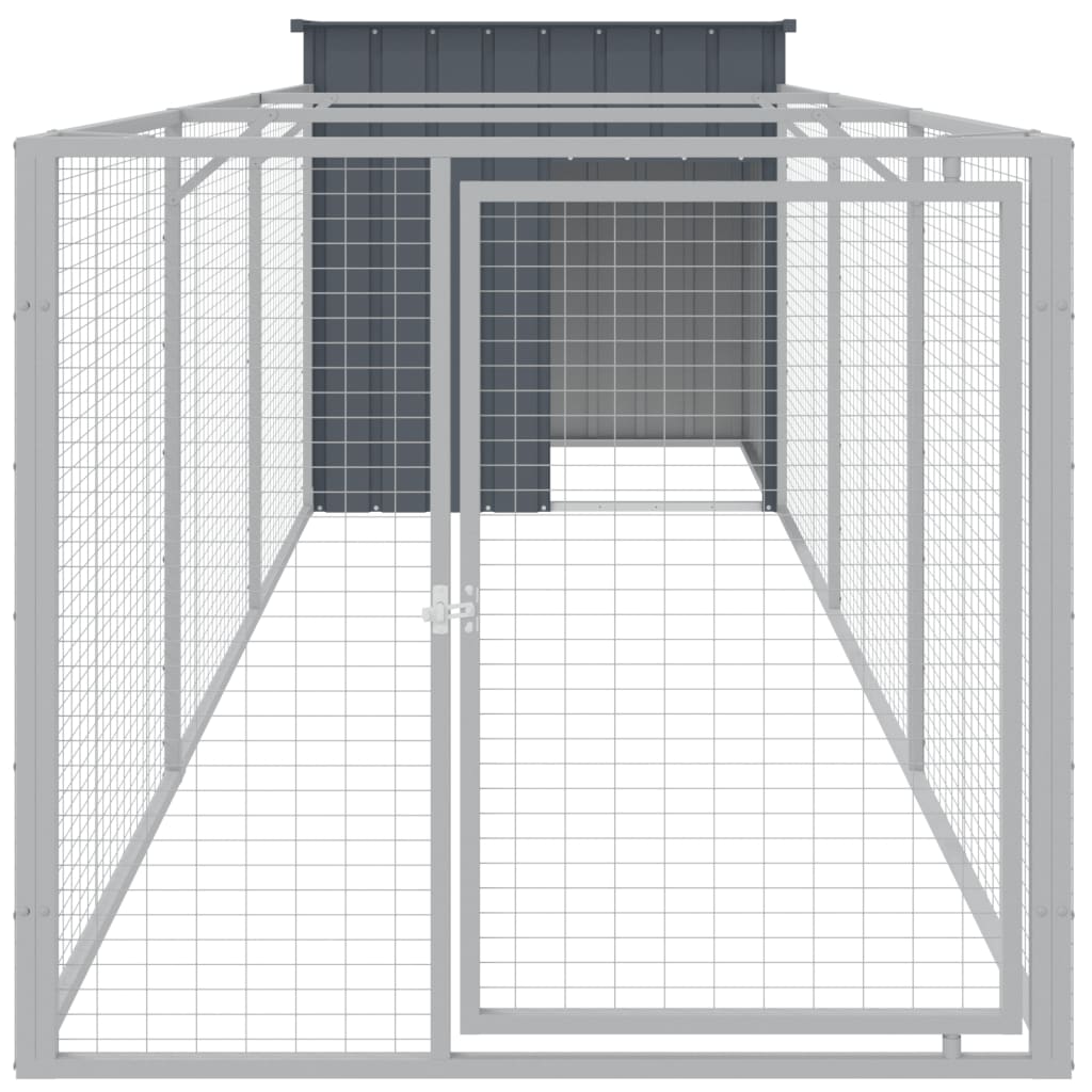 Hondenhok met ren 110x405x110 cm gegalvaniseerd staal