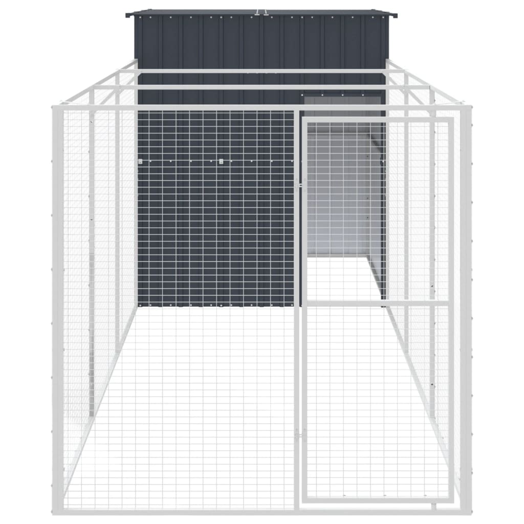 Hondenhok met ren 165x455x181 cm staal