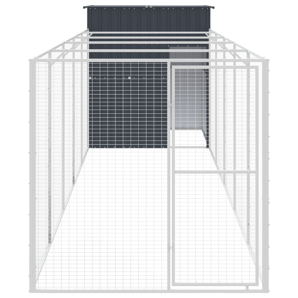 Hondenhok met ren 165x455x181 cm staal