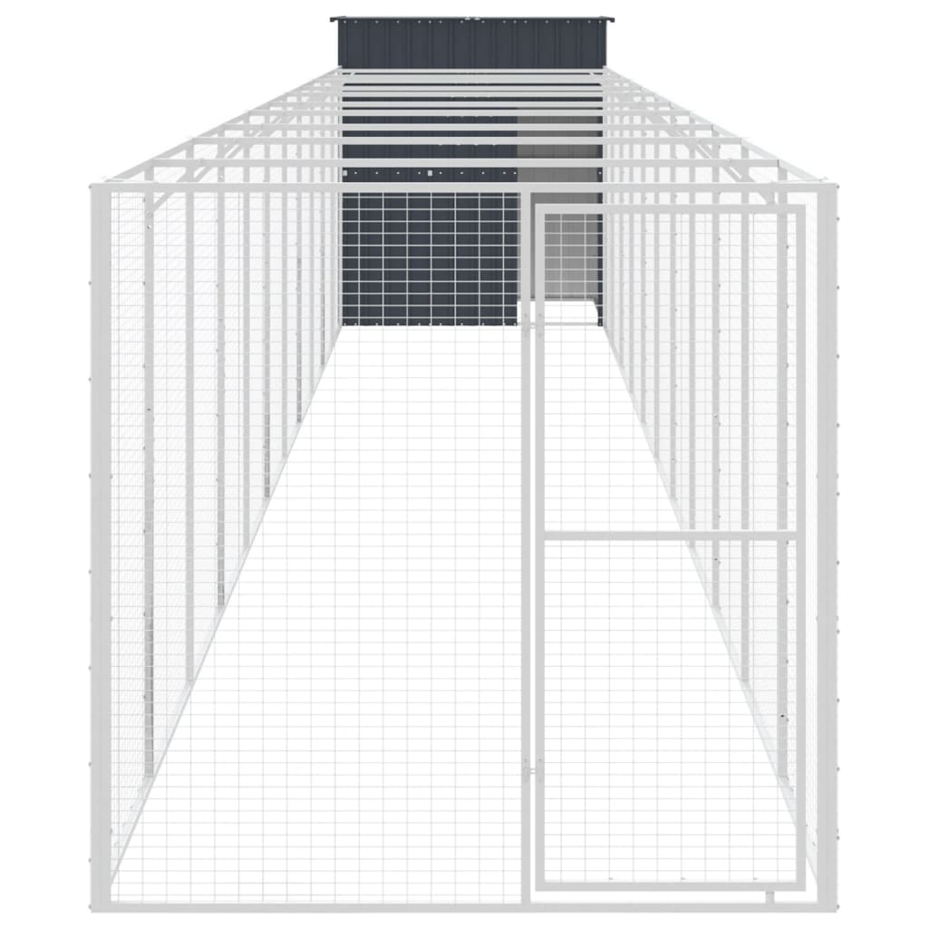 Hondenhok met ren 165x455x181 cm staal