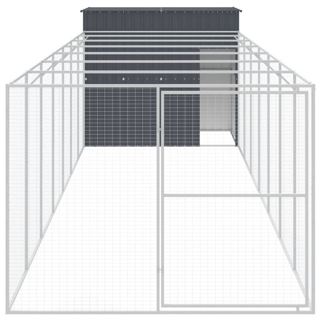 Hondenhok met ren 214x865x181 cm gegalvaniseerd staal