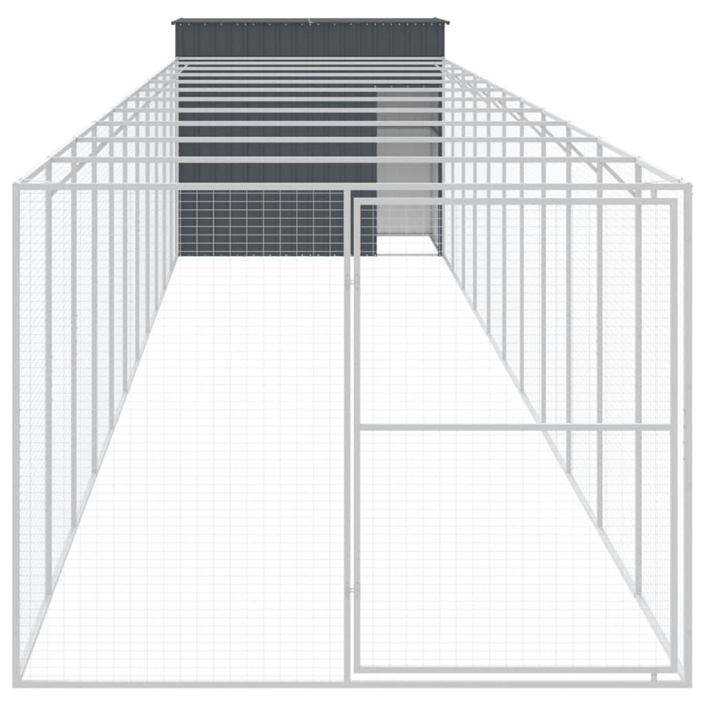 Hondenhok met ren 214x865x181 cm gegalvaniseerd staal