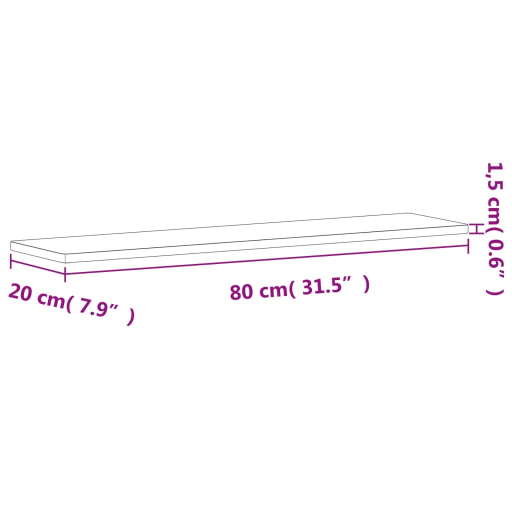 Wandschap 60x20x4 cm massief beukenhout