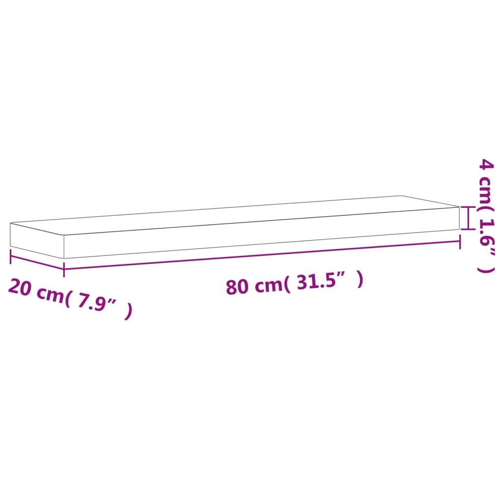 Wandschap 60x20x2,5 cm massief beukenhout